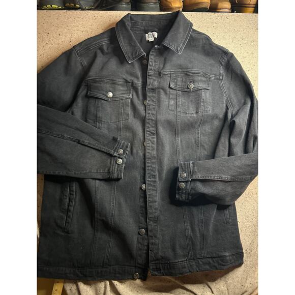 Liberty Blues 2X Black Denim Jacket Big & Tall Oversized Trucker Barn - Picture 1 of 7